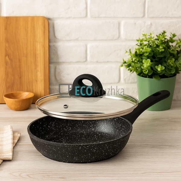 Сковорідка 22 см з кришкою та Мраморним покриттям EB-342 ... Сковорідка 22 см з кришкою та Мраморним покриттям EB-342 ...