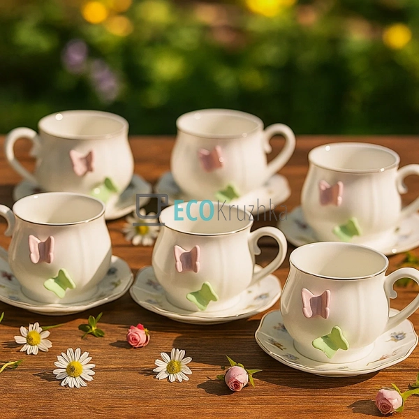 Чайний сервіз порцеляновий на 6 персон Метелик - чашки 2 ... Чайний сервіз порцеляновий на 6 персон Метелик - чашки 2 ...