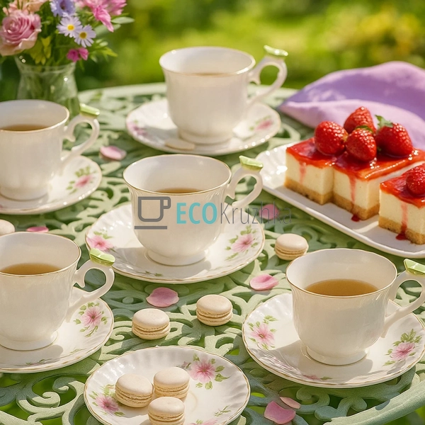 Чайний сервіз порцеляновий на 6 персон Метелик Floral - ... Чайний сервіз порцеляновий на 6 персон Метелик Floral - ...