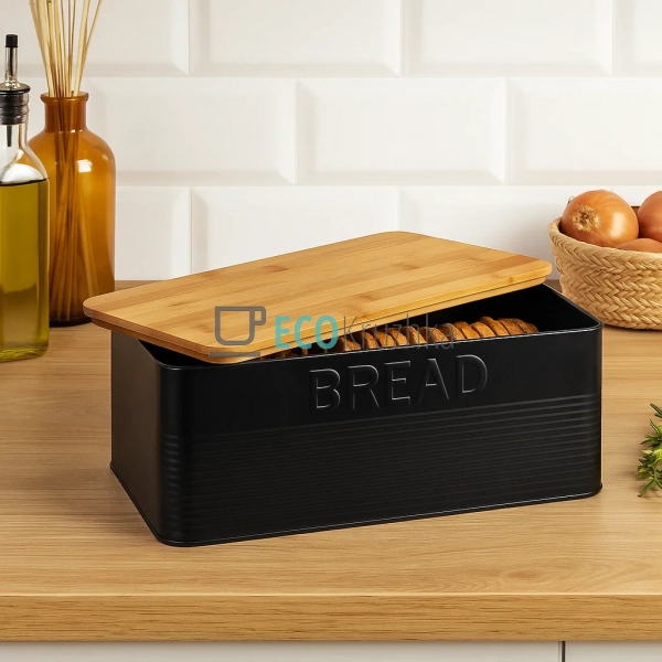 Хлібниця Ardesto Midori, 33х18х12см, метал, бамбук, чорн ... Хлібниця Ardesto Midori, 33х18х12см, метал, бамбук, чорн ...