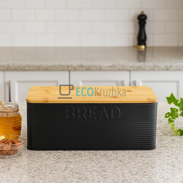 Хлібниця Ardesto Midori, 33х18х12см, метал, бамбук, чорн ... Хлібниця Ardesto Midori, 33х18х12см, метал, бамбук, чорн ...