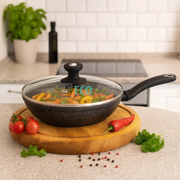 Сковорода 22 см з кришкою та мармуровим покриттям Edenbe ... Сковорода 22 см з кришкою та мармуровим покриттям Edenbe ...