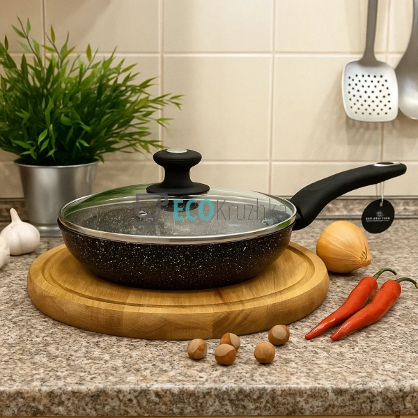 Сковорода 24 см з кришкою та мармуровим покриттям Edenberg EB-4109