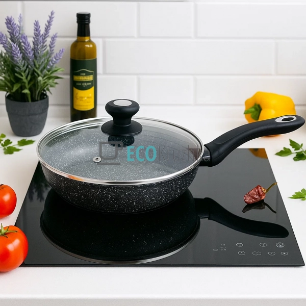 Сковорода 24 см з кришкою та мармуровим покриттям Edenbe ...