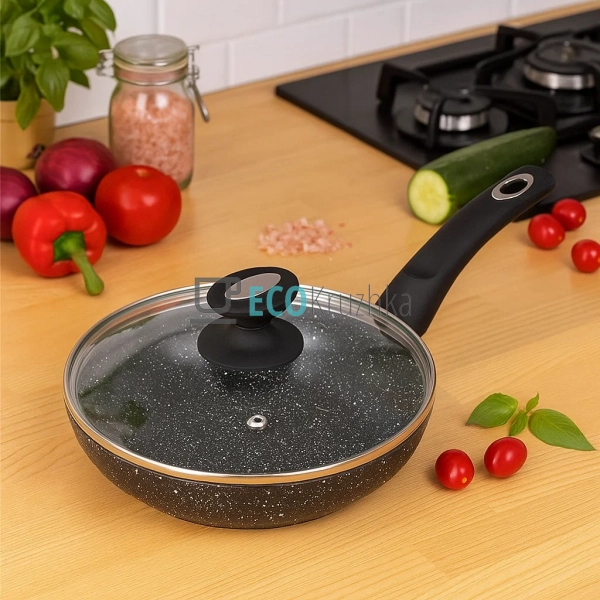 Сковорода 26 см з кришкою та мармуровим покриттям Edenbe ...