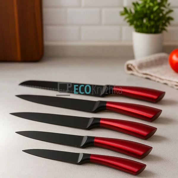 Набір кухонних ножів Edenberg з підставкою, 6 предметів ... Набір кухонних ножів Edenberg з підставкою, 6 предметів ...