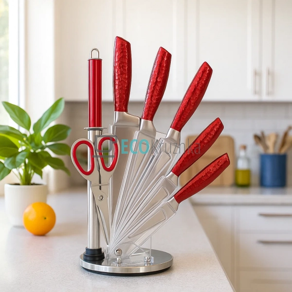 Набір кухонних ножів 8 предметів на обертовій підставці, ... Набір кухонних ножів 8 предметів на обертовій підставці, ...
