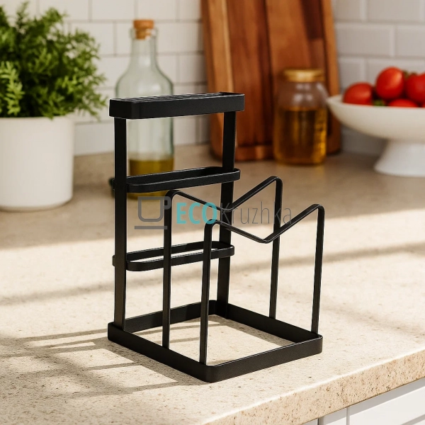 Органайзер кухонний з підставкою під кришки Чорний (R887 ... Органайзер кухонний з підставкою під кришки Чорний (R887 ...