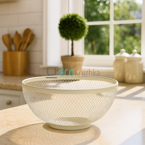 Фруктівниця металева 26см Біла (R92041) Фруктівниця металева 26см Біла (R92041)