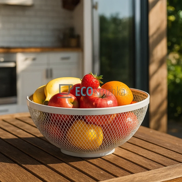 Фруктівниця металева 26см Біла (R92041) Фруктівниця металева 26см Біла (R92041)