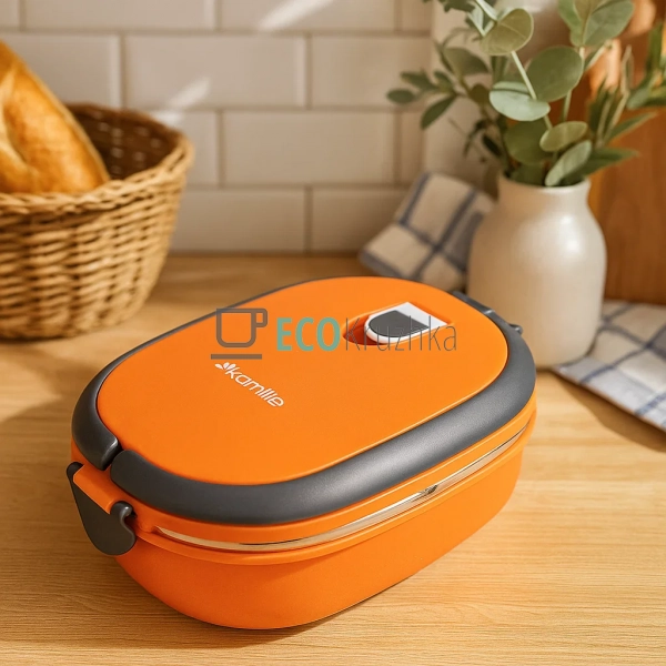 Ланч-бокс 900 мл нержавіючий Kamille помаранчевий KM-210 ...