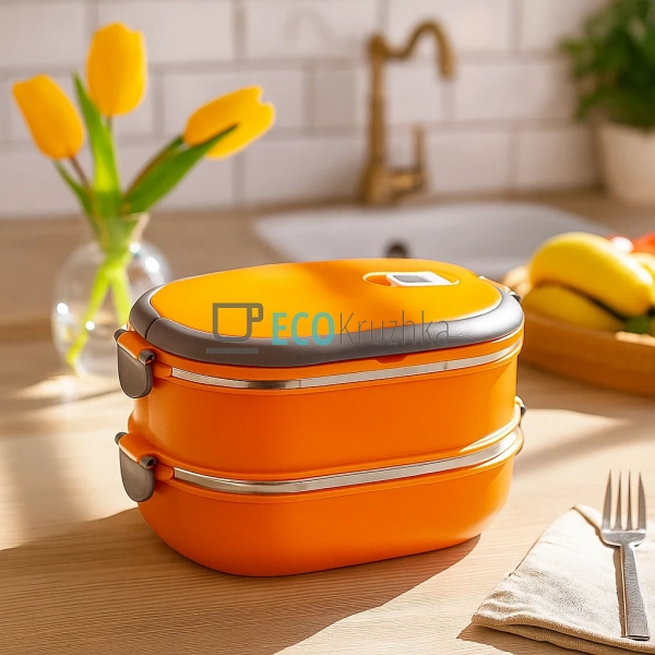 Ланч-бокс подвійний 1800 мл нержавіючий Kamille помаранч ... Ланч-бокс подвійний 1800 мл нержавіючий Kamille помаранч ...