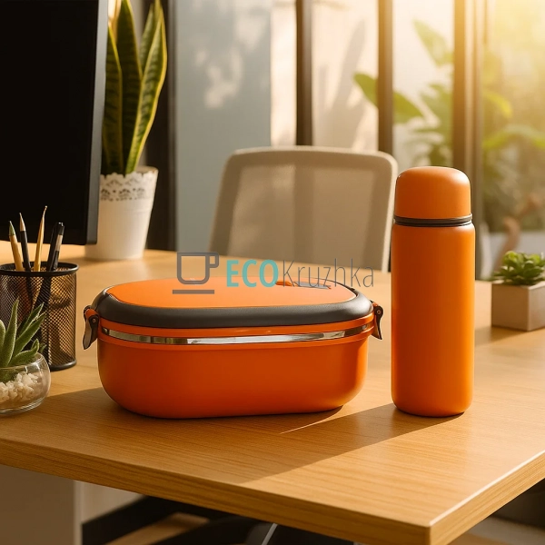 Ланч-бокс 900 мл нержавіючий Kamille помаранчевий KM-210 ...