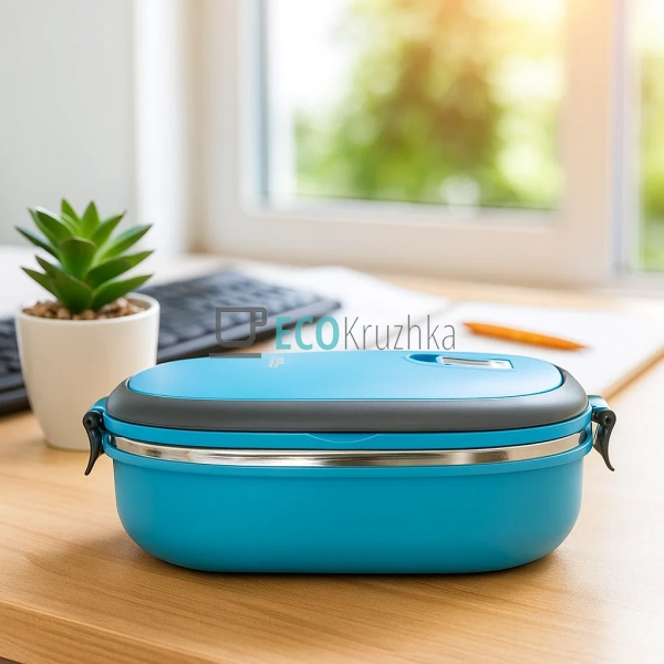Ланч-бокс 900 мл нержавіючий Kamille блакитний KM-2108