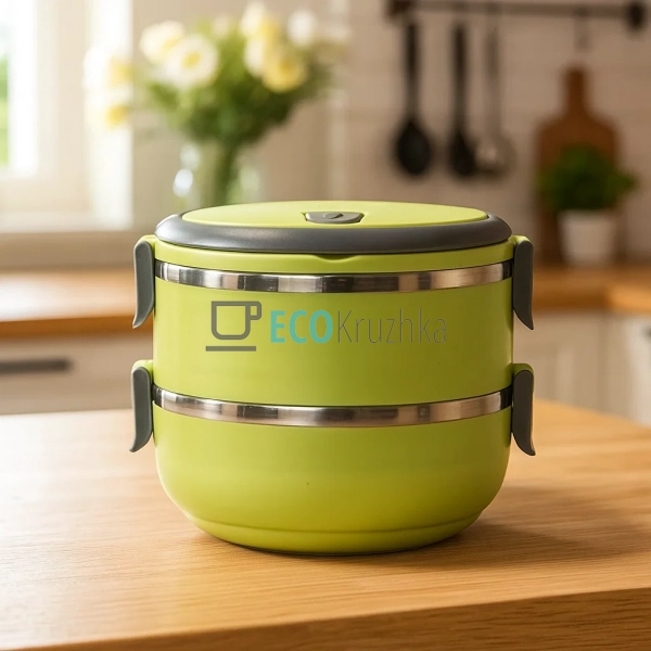 Ланч бокс обідній подвійний Kamille 2 х 700 мл Салатовий ...