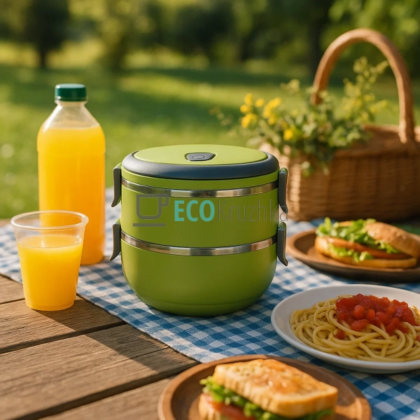 Ланч бокс обідній подвійний Kamille 2 х 700 мл Салатовий ...