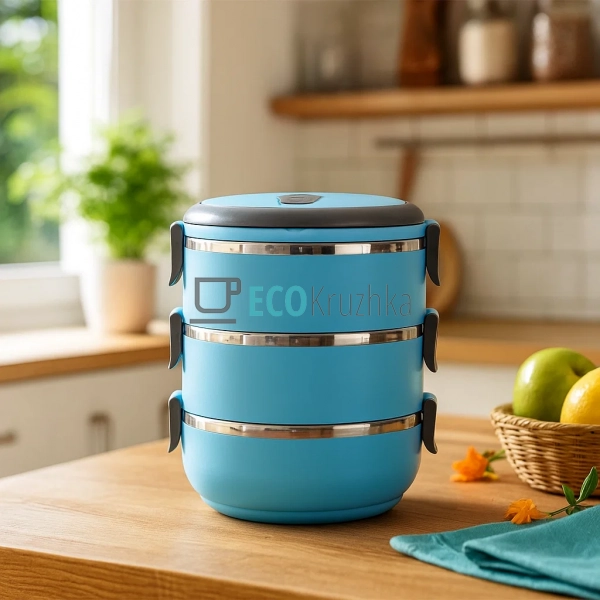 Ланч бокс обідній потрійний Kamille 3х700 мл Блакитний K ... Ланч бокс обідній потрійний Kamille 3х700 мл Блакитний K ...