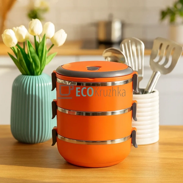 Ланч бокс обідній потрійний Kamille 3 х 700 мл Помаранче ... Ланч бокс обідній потрійний Kamille 3 х 700 мл Помаранче ...