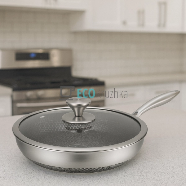 Глибока сковорода нержавіюча професійна з кришкою 24 х 5 ... Глибока сковорода нержавіюча професійна з кришкою 24 х 5 ...