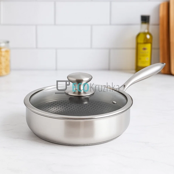 Глибока сковорода нержавіюча професійна з кришкою 24 х ... Глибока сковорода нержавіюча професійна з кришкою 24 х ...