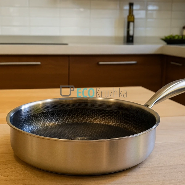 Глибока сковорода нержавіюча професійна з кришкою  26 х  ...