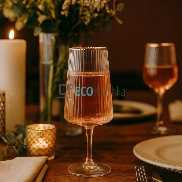 Келих для вина, коктейлів ребристих із золотим обідком 4 ... Келих для вина, коктейлів ребристих із золотим обідком 4 ...