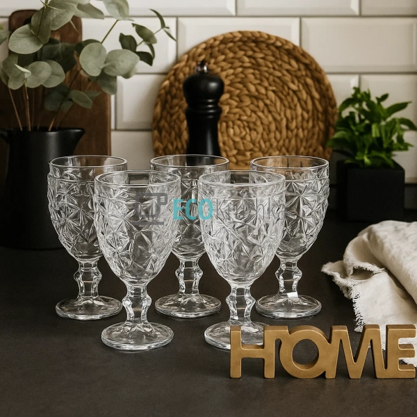 Келихи для вина зі скла 6 шт Glassware 350мл Прозорий EK ... Келихи для вина зі скла 6 шт Glassware 350мл Прозорий EK ...