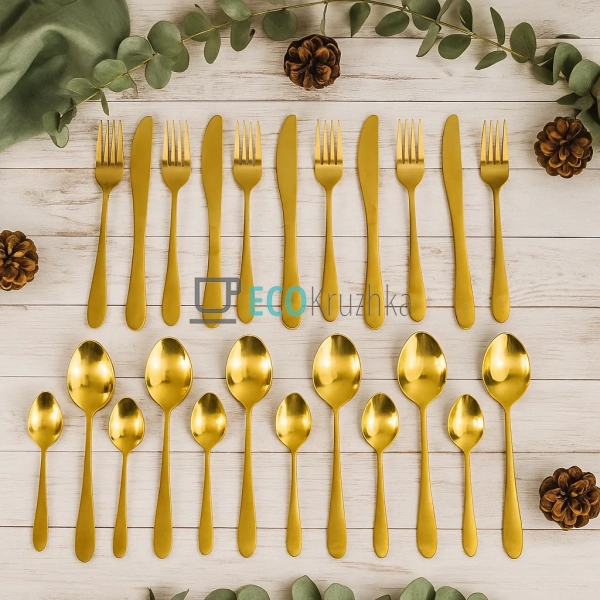 Набір столових приборів 24 предмети Золотий EK1421gold Набір столових приборів 24 предмети Золотий EK1421gold