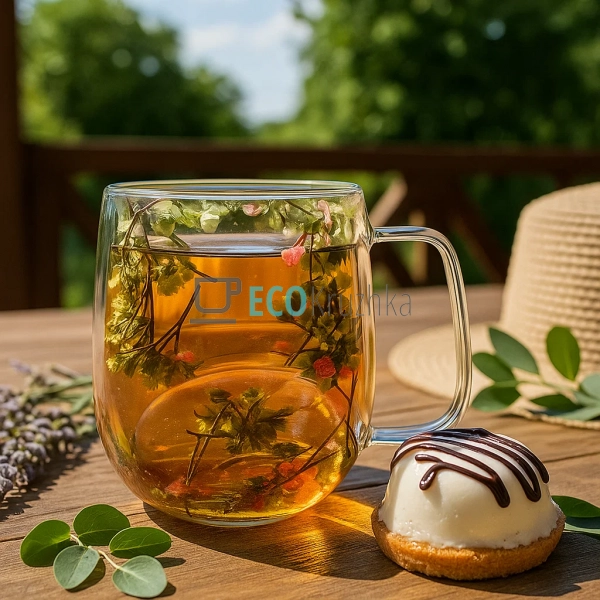 Скляна чашка з подвійними стінками та сухоцвітами 200 мл ... Скляна чашка з подвійними стінками та сухоцвітами 200 мл ...