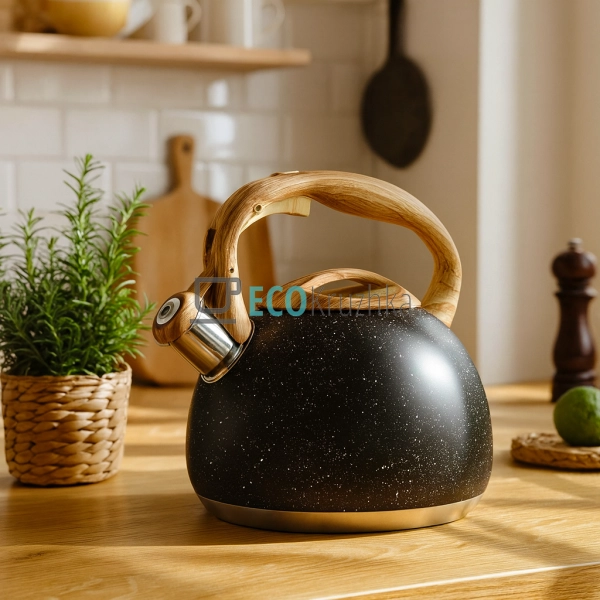 Чайник Edenberg Чорний 3л із нержавіючої сталі із свистк ... Чайник Edenberg Чорний 3л із нержавіючої сталі із свистк ...