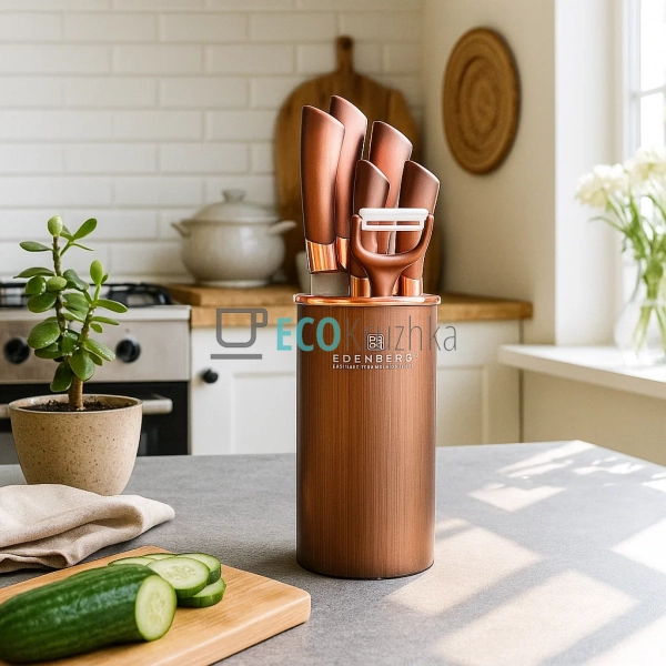 Набір ножів із підставкою 7 предметів Edenberg Чорний EB ... Набір ножів із підставкою 7 предметів Edenberg Чорний EB ...