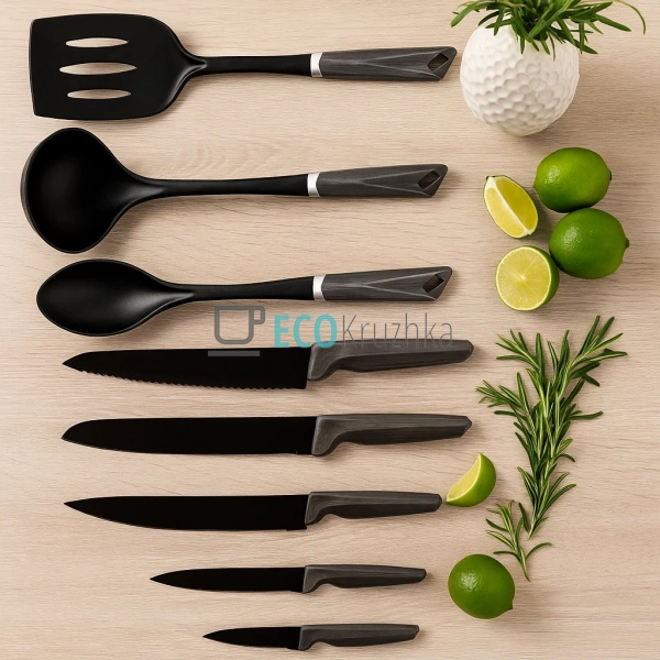 Набір ножів та кухонного приладдя 9 предметів Edenberg С ... Набір ножів та кухонного приладдя 9 предметів Edenberg С ...