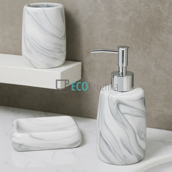 Набір для ванної (3 предмети): дозатор 425мл, склянка 45 ... Набір для ванної (3 предмети): дозатор 425мл, склянка 45 ...