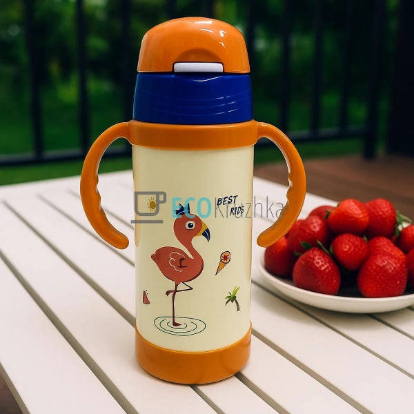 Термопоїлка з трубочкою 320 мл Фламінго Помаранчевий (17 ... Термопоїлка з трубочкою 320 мл Фламінго Помаранчевий (17 ...