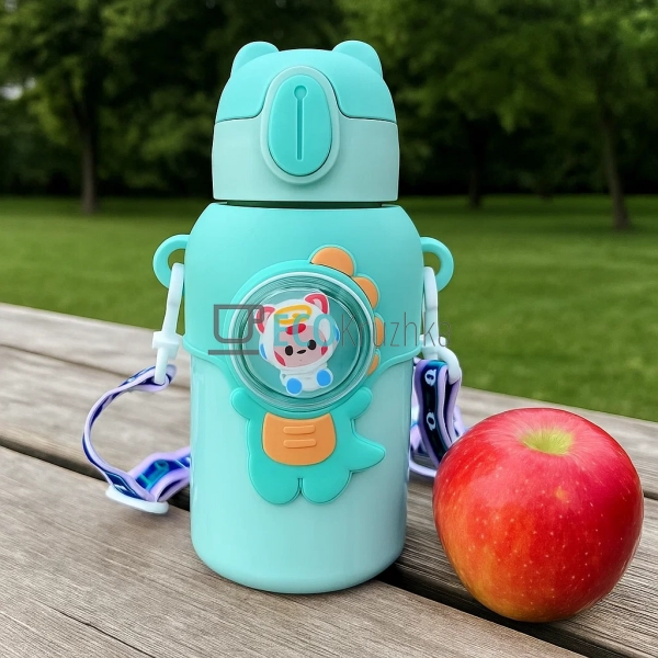 Термос дитячий поїлка з трубочкою 400 мл Бірюзовий (MT-4 ...