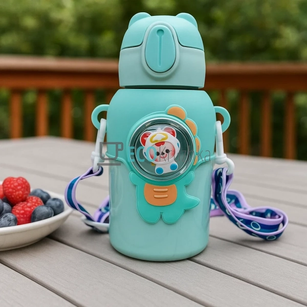 Термос дитячий поїлка з трубочкою 400 мл Бірюзовий (MT-4 ...