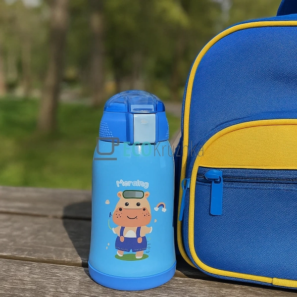 Термос дитячий поїлка з трубочкою Бегемот 400 мл EK12427 Термос дитячий поїлка з трубочкою Бегемот 400 мл EK12427