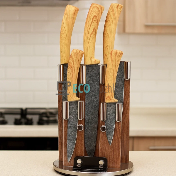 Набір ножів на підставці 6 предметів Edenberg EB-11004 Набір ножів на підставці 6 предметів Edenberg EB-11004