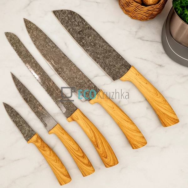 Набір ножів на підставці 6 предметів Edenberg EB-11004 Набір ножів на підставці 6 предметів Edenberg EB-11004