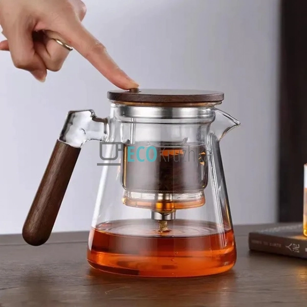Скляний заварювальний чайник з кнопкою для чайної церемо ... Скляний заварювальний чайник з кнопкою для чайної церемо ...