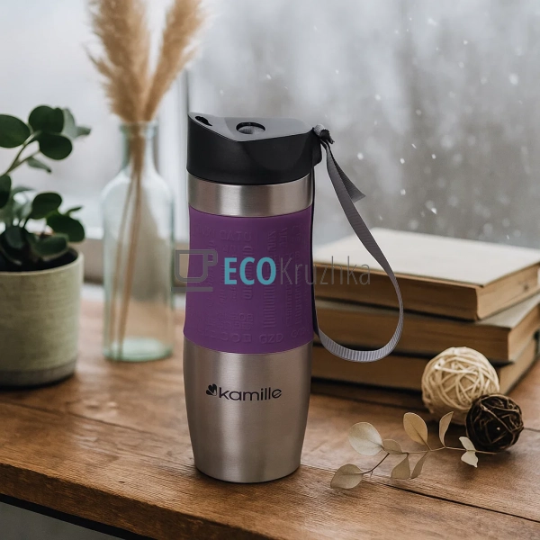 Термокружка Kamille 480 мл Фіолетовий EK5062 Термокружка Kamille 480 мл Фіолетовий EK5062