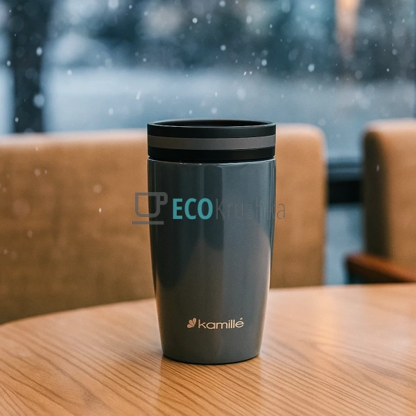 Термокружка Kamille 320 мл з нержавіючої сталі з TPR-вст ... Термокружка Kamille 320 мл з нержавіючої сталі з TPR-вст ...