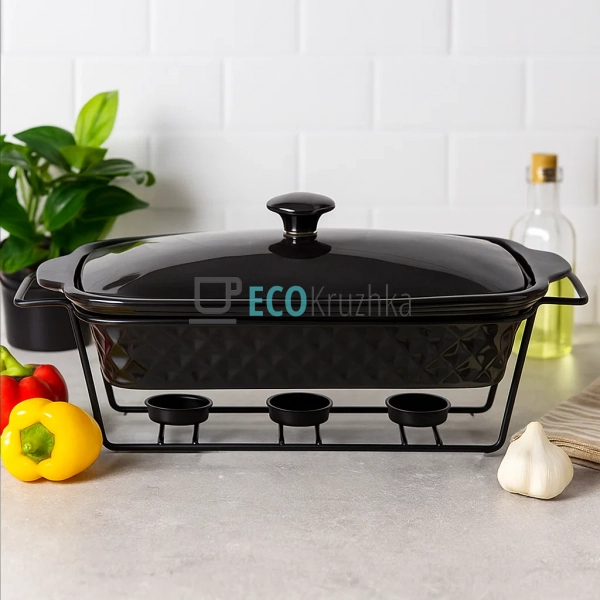 Марміт керамічний прямокутний 36см 2л зі скляною кришкою ... Марміт керамічний прямокутний 36см 2л зі скляною кришкою ...