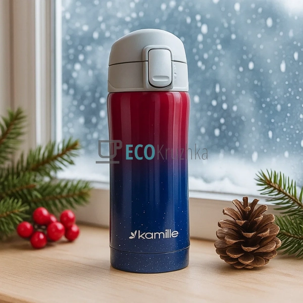 Термокружка Kamille 320мл з нержавіючої сталі Синьо / Че ... Термокружка Kamille 320мл з нержавіючої сталі Синьо / Че ...