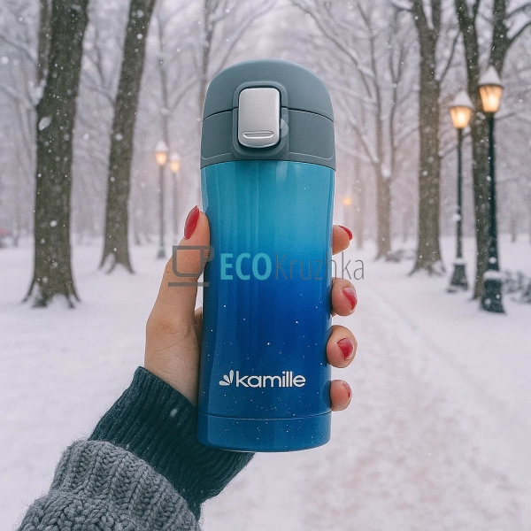 Термокружка Kamille 320мл з нержавіючої сталі Синьо / Бл ... Термокружка Kamille 320мл з нержавіючої сталі Синьо / Бл ...