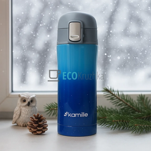 Термокружка Kamille 320мл з нержавіючої сталі Синьо / Бл ... Термокружка Kamille 320мл з нержавіючої сталі Синьо / Бл ...