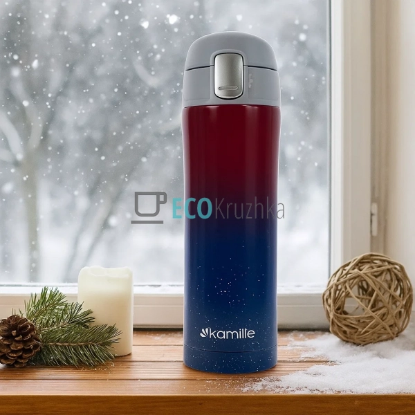 Термокружка Kamille 450 мл з нержавіючої сталі Синьо / Ч ... Термокружка Kamille 450 мл з нержавіючої сталі Синьо / Ч ...