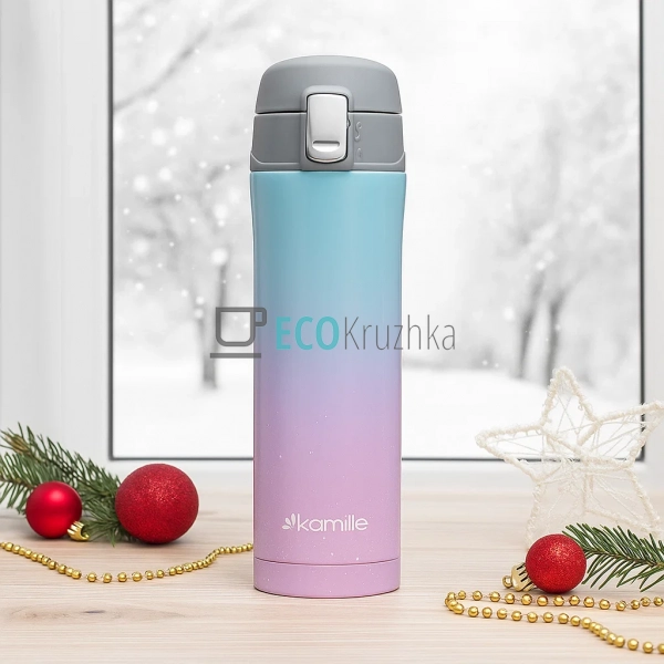 Термокружка Kamille 450 мл з нержавіючої сталі Рожевий / ...