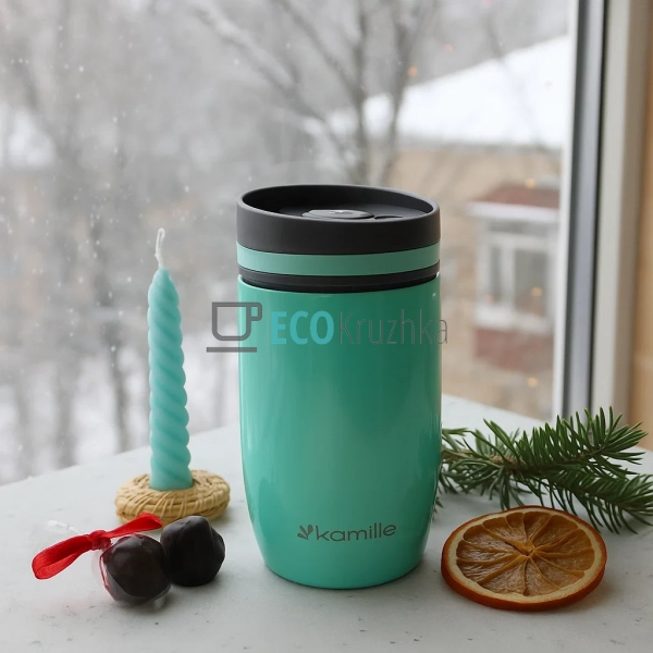 Термокружка Kamille 300 мл з нержавіючої сталі Бірюзовий ... Термокружка Kamille 300 мл з нержавіючої сталі Бірюзовий ...