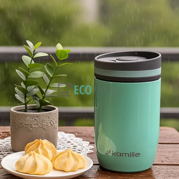 Термокружка Kamille 300 мл з нержавіючої сталі Бірюзовий ... Термокружка Kamille 300 мл з нержавіючої сталі Бірюзовий ...